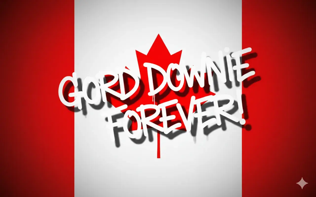 Gord Downie Forever written on Canada flag